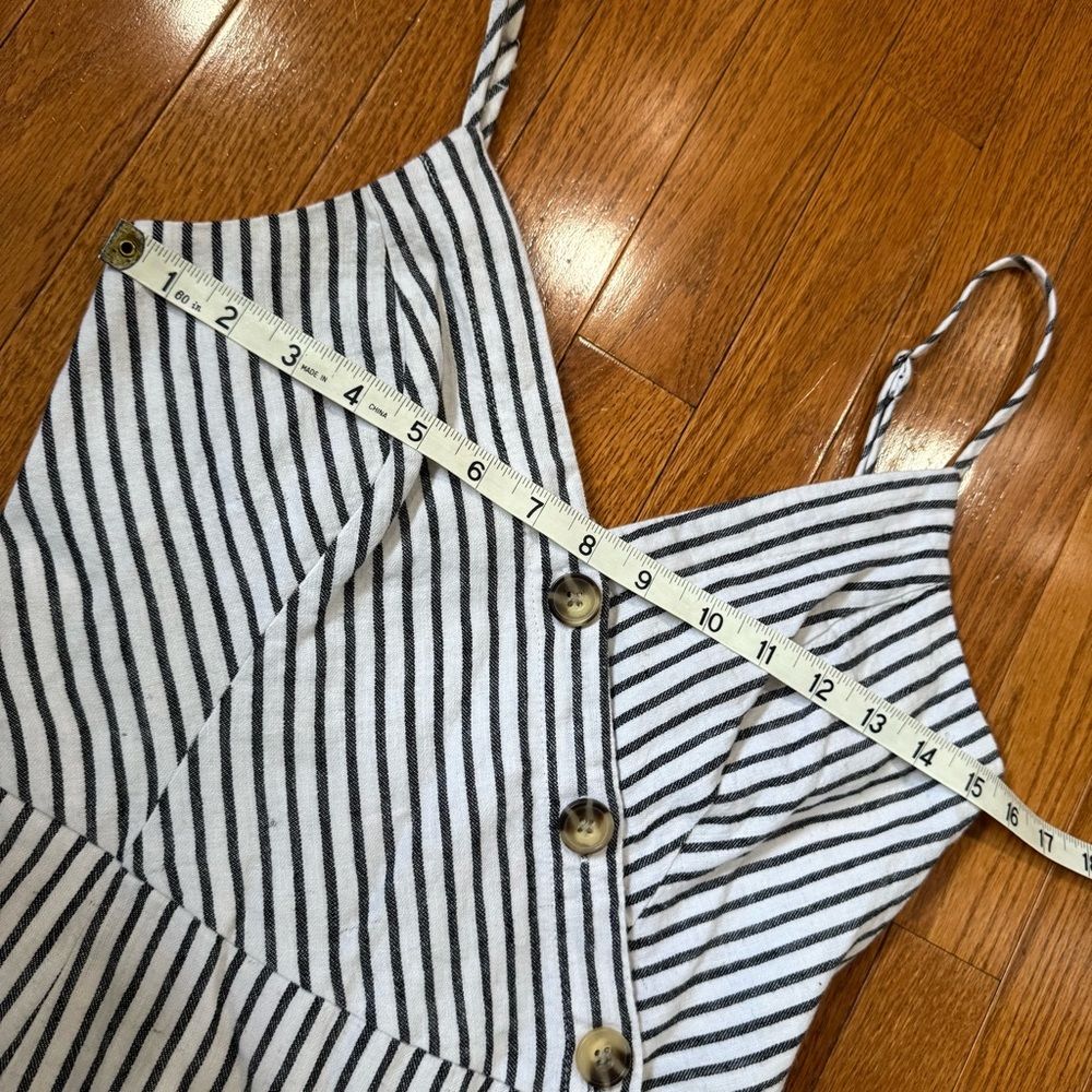 Abercrombie and & Fitch Striped Linen Wrap Button Midi Dress Womens Medium Tall - Picture 5 of 6